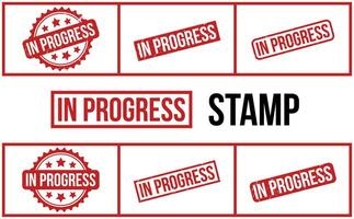 In Progress Rubber Stamp Set Vector