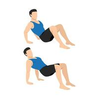 Man doing floor tricep dips exercise. vector