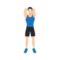 Man doing Overhead triceps stretch exercise. vector