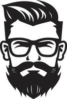 Crafted Confidence Black Vector Portrait of Lumbersexual Chic Hipster Icon Monochrome Vector Showcasing Whiskered Style