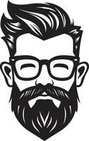 Trendy Beard Black Vector Art Celebrating Hipster Culture Bearded Bohemian Monochrome Vector of Hipster Charm