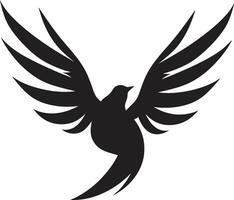 Black Dove Vector Logo with Swoosh A Dynamic and Energetic Design Black Dove Vector Logo with Wings Spread A Symbol of Freedom and Flight