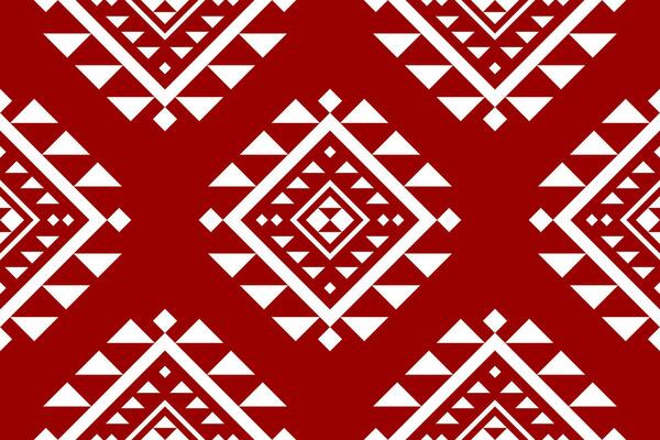 Fabric ethnic red pattern art. Geometric seamless pattern in tribal. American and Mexican style.