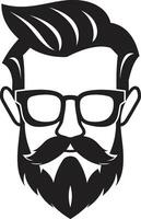 Crafted Sophistication Monochromatic Vector Showcasing Bearded Style Vintage Vibes Black Vector Tribute to Hipster Swagger