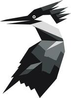 Woodpecker Bird Logo Design Black Cartoon Black Woodpecker Bird Logo Design Black and White vector