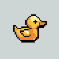 píxel Arte ilustración pato. pixelado pato. Pato granja pixelado para el píxel Arte juego y icono para sitio web y vídeo juego. antiguo colegio retro vector