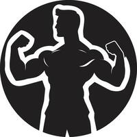 Flexing Dominance Black Vector Depiction of Bodybuilders Power Bulging Biceps Monochromatic Tribute to Muscular Glory in Vector