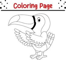 toucan coloring page for kids. vector