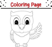 linda búho colorante página para niños vector
