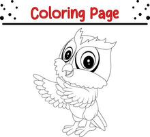 Cute Owl coloring page for kids vector