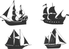 Old ship silhouette, Pirate ship vector, Ship silhouette, Sailing ship silhouette, Old ship vector