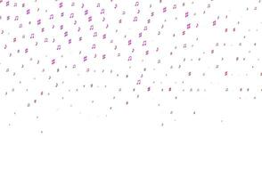 plantilla de vector de color violeta claro, rosa con símbolos musicales.