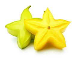 Photo of Starfruit isolated on white background. Generative AI