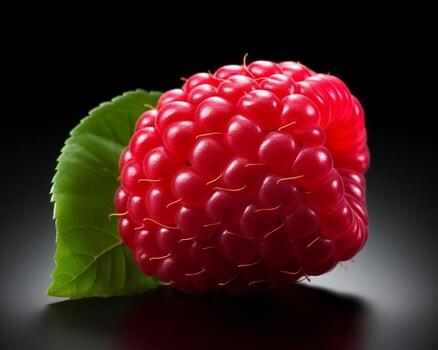 Photo of Red raspberry isolated on white background. Generative AI
