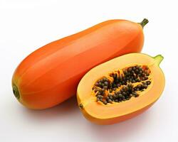 Photo of Papaya isolated on white background. Generative AI