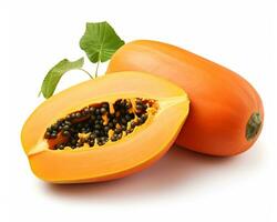 Photo of Papaya isolated on white background. Generative AI