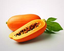 Photo of Papaya isolated on white background. Generative AI