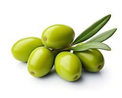 Photo of Olive isolated on white background. Generative AI