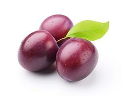 Photo of Marian plum isolated on white background. Generative AI