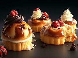 muffins with chocolate. Generative Ai photo