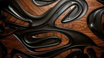 Wood marquetry wall parquet, abstract pattern background, Generative AI illustration photo