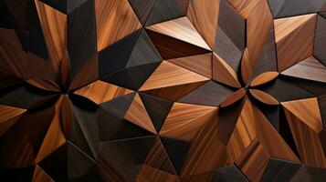 Wood marquetry wall parquet, abstract pattern background, Generative AI illustration photo