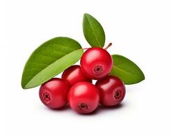 Photo of Lingonberry isolated on white background. Generative AI