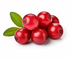 Photo of Lingonberry isolated on white background. Generative AI