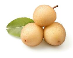 Photo of Longan isolated on white background. Generative AI