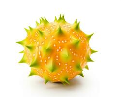 Photo of Kiwano isolated on white background. Generative AI