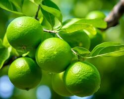 Photo of Lime berry isolated on white background. Generative AI