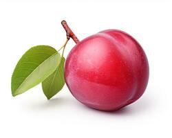 Photo of Japanese plum isolated on white background. Generative AI