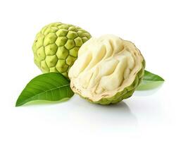 Photo of Custard apple isolated on white background. Generative AI