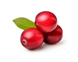 Photo of Cranberry isolated on white background. Generative AI