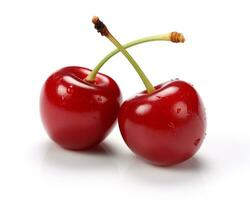 Photo of Cherry isolated on white background. Generative AI