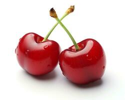 Photo of Cherry isolated on white background. Generative AI