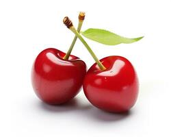 Photo of Cherry isolated on white background. Generative AI