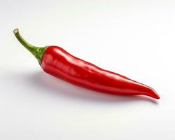 Photo of chilli pepper isolated on white background. Generative AI