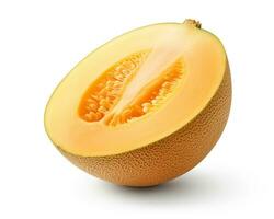 Photo of Cantaloupe isolated on white background. Generative AI