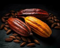 Photo of Cacao isolated on white background. Generative AI