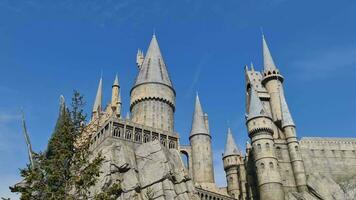 Osaka, Japan on September 30, 2023. Footage of Hogwarts castle building in Osaka. A must visit place for fans of the Harry Potter films. video