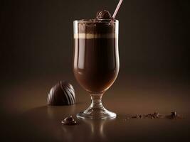 Chocolate Dessert In Glass. Generative Ai photo