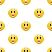 Yellow Head emoticon icon with Facial expressions, Seamless pattern on white background. vector