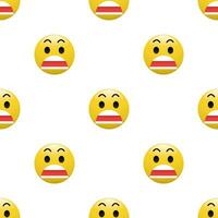Yellow Head emoticon icon with Facial expressions, Seamless pattern on white background. vector