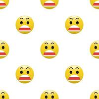 Yellow Head emoticon icon with Facial expressions, Seamless pattern on white background. vector