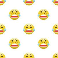 Yellow Head emoticon icon with Facial expressions, Seamless pattern on white background. vector
