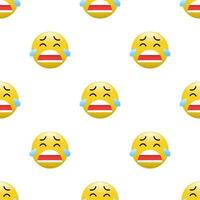 Yellow Head emoticon icon with Facial expressions, Seamless pattern on white background. vector