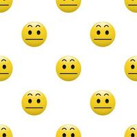 Yellow Head emoticon icon with Facial expressions, Seamless pattern on white background. vector
