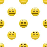 Yellow Head emoticon icon with Facial expressions, Seamless pattern on white background. vector