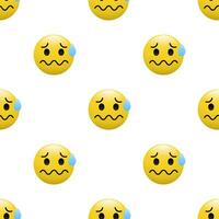 Yellow Head emoticon icon with Facial expressions, Seamless pattern on white background. vector